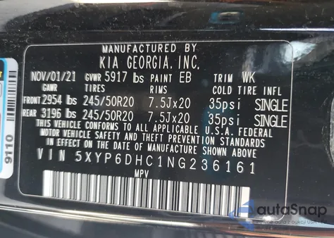 2022 Kia Telluride S z USA, uszkodzony, nr VIN 5XYP6DHC1NG236161